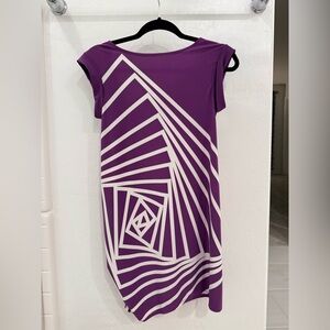 BCBGMaxAzria Geometric Purple and White Mini Dress